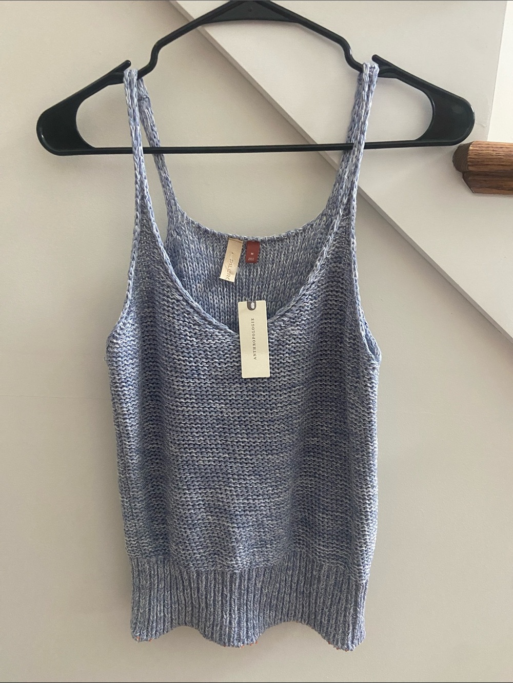 Anthropologie Light Blue Knit Tank — Scoop Neck Sleeveless Top